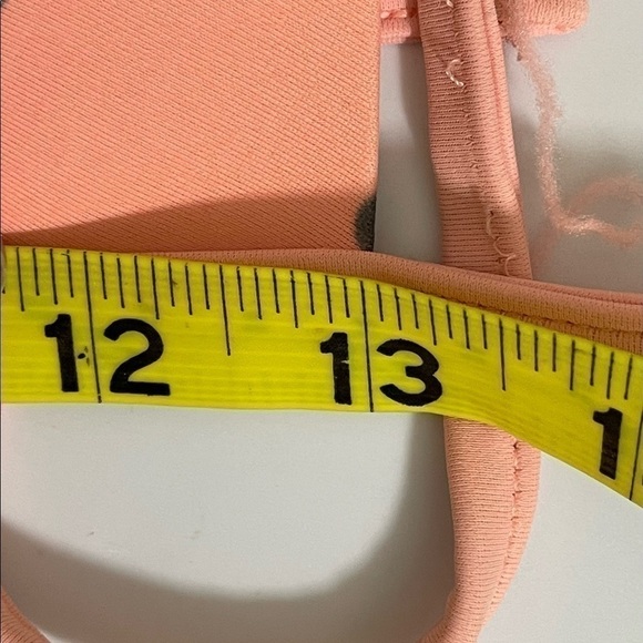 Hot water junior sz. bikini top is small  bottom is lg melon with gray dots - Picture 7 of 12